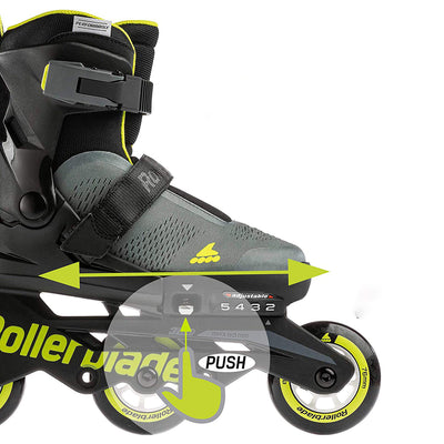 Rollerblade Microblade 3WD Inline Adjustable Roller Skates for Kids, Black