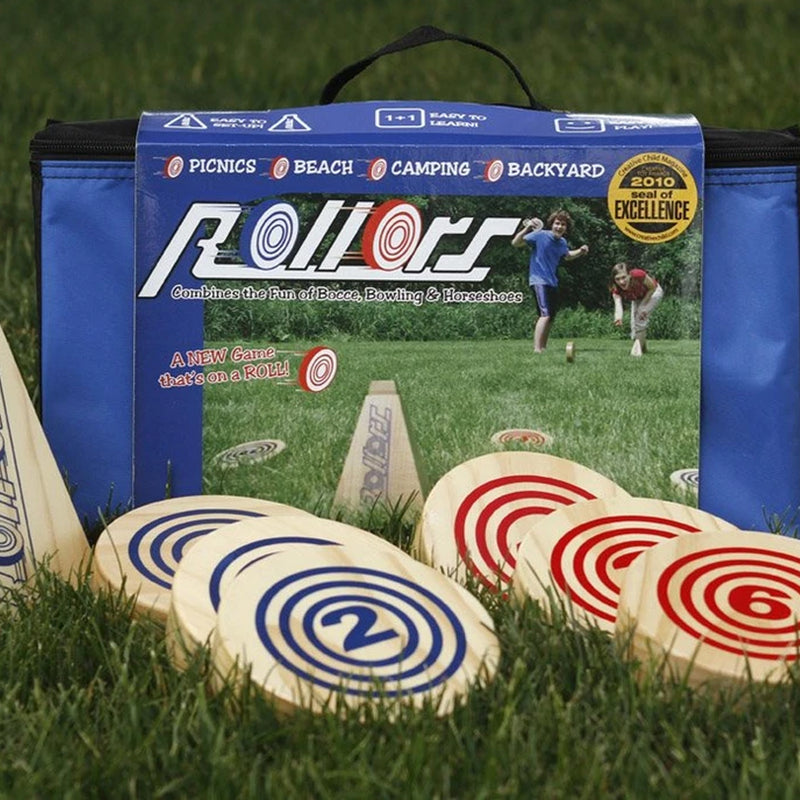YardGames Backyard Lawn 2 Player Rollors Wooden Bocce Bowling Rolling Game Set