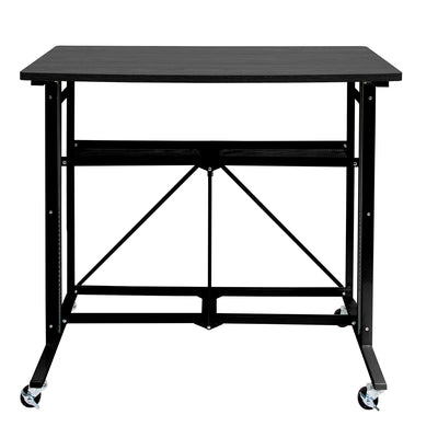 Origami Up Down Adjustable Sitting Standing Workstation Desk w/ Wheels, Black