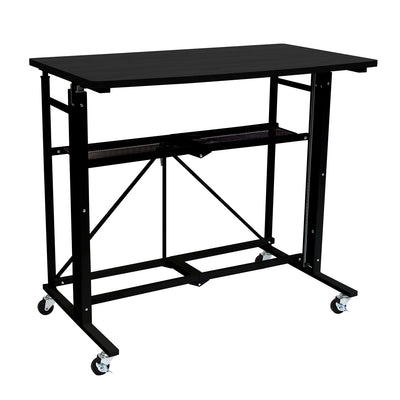 Origami Up Down Adjustable Sitting Standing Workstation Desk w/ Wheels, Black - VMInnovations