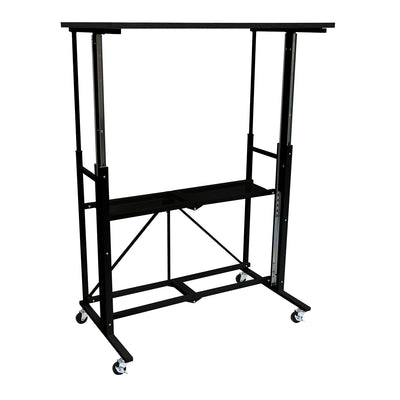 Origami Up Down Adjustable Sitting Standing Workstation Desk w/ Wheels, Black