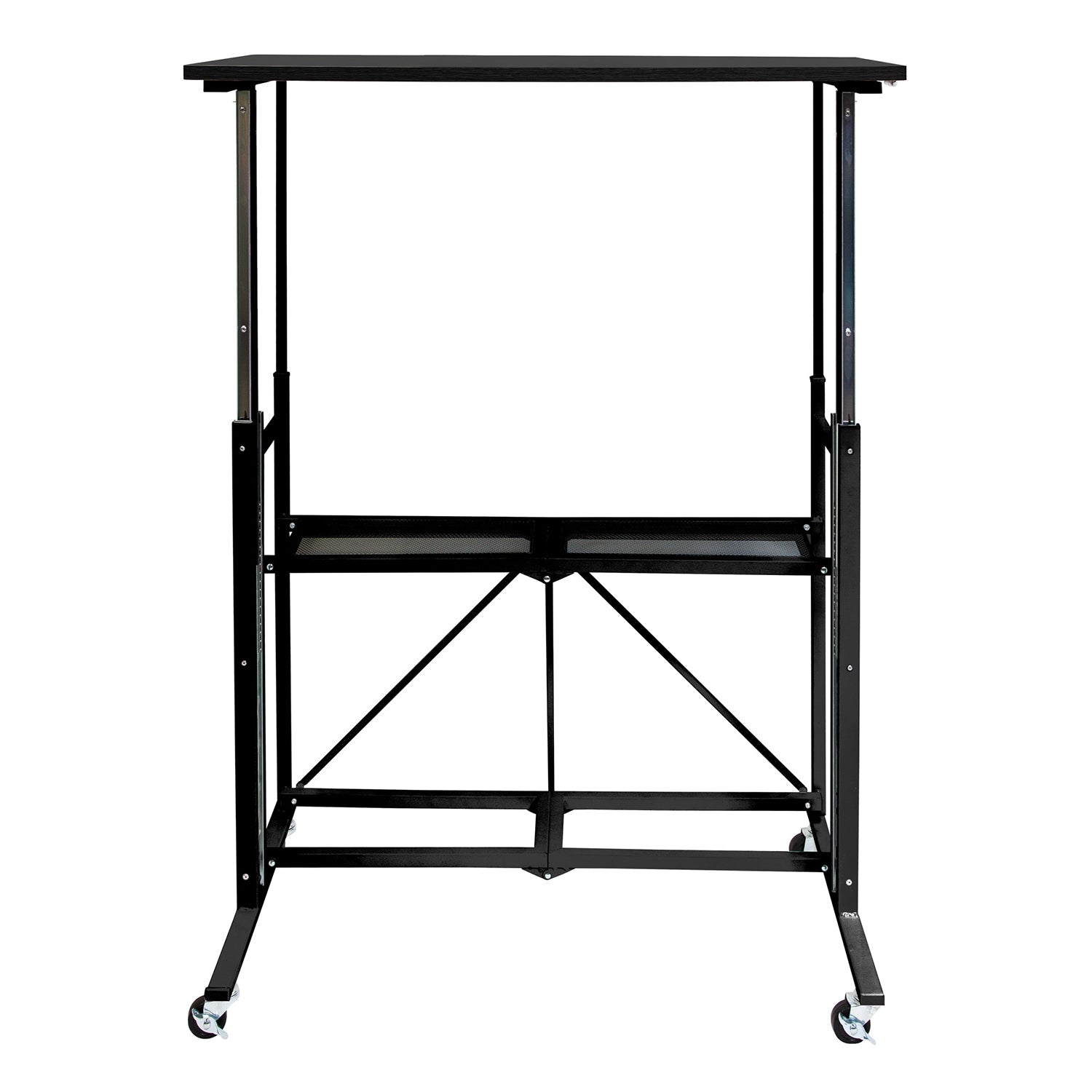 Origami Up Down Adjustable Sitting Standing Workstation Desk w/ Wheels, Black - VMInnovations