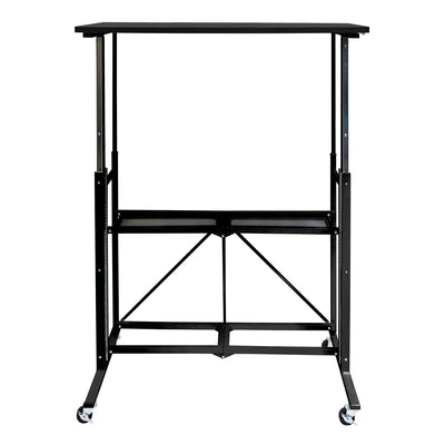 Origami Up Down Adjustable Sitting Standing Workstation Desk w/ Wheels, Black