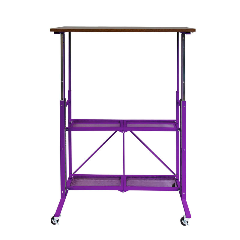 Origami Adjustable Sitting Standing Workstation Desk, Purple Walnut (Used)