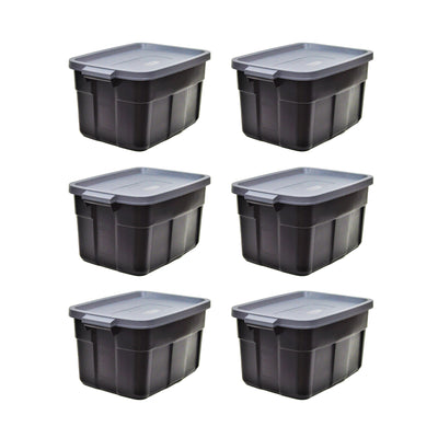 Rubbermaid 14 Gallon Storage Container, Black/Cool Gray (6 Pack) (Open Box)