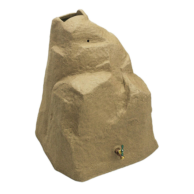 Good Ideas Rain Wizard 42 Gallon Rain Barrel Rock w/ Brass Spout, Sandstone