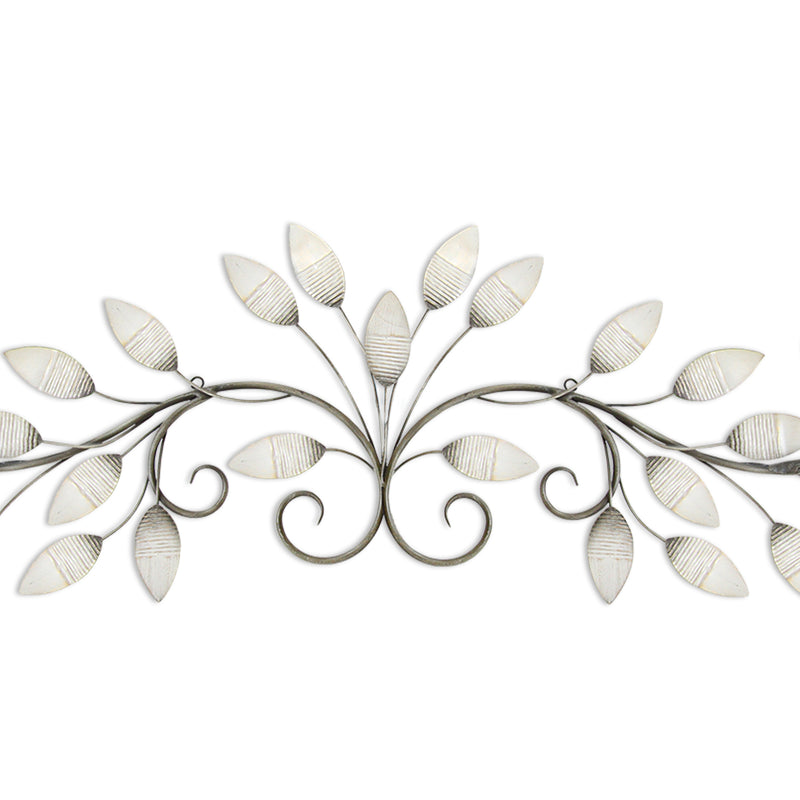 Stratton Home Decor Rustic Brushed Pearl Scroll Over the Door Wall Decor Accent