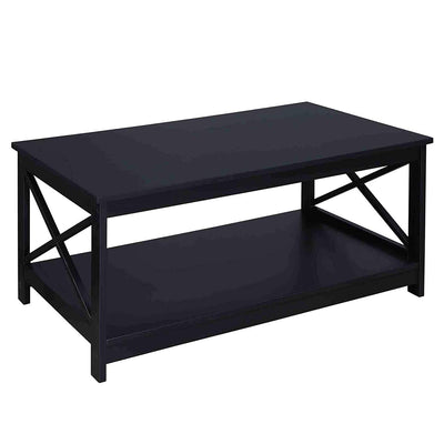 Convenience Concepts Oxford X Frame Coffee Table with Open Bottom Shelf, Black