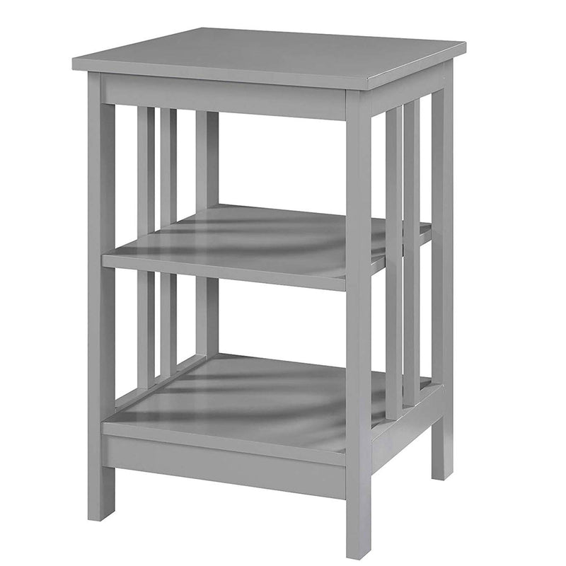 Convenience Concepts 203385GY Mission Indoor Wooden End Table with Shelves, Gray