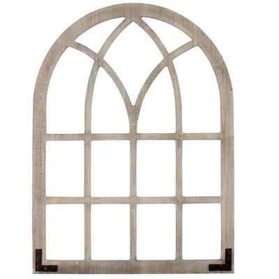 Stratton Home Decor Gothic Farmhouse Wood Frame Window Arch Wall Art, White