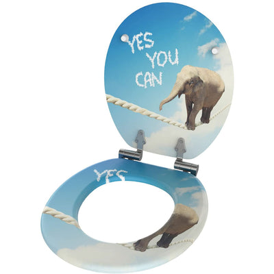 Sanilo 337 Round Soft Close Lid Wood Sturdy Toilet Seat, Elephant, Yes You Can