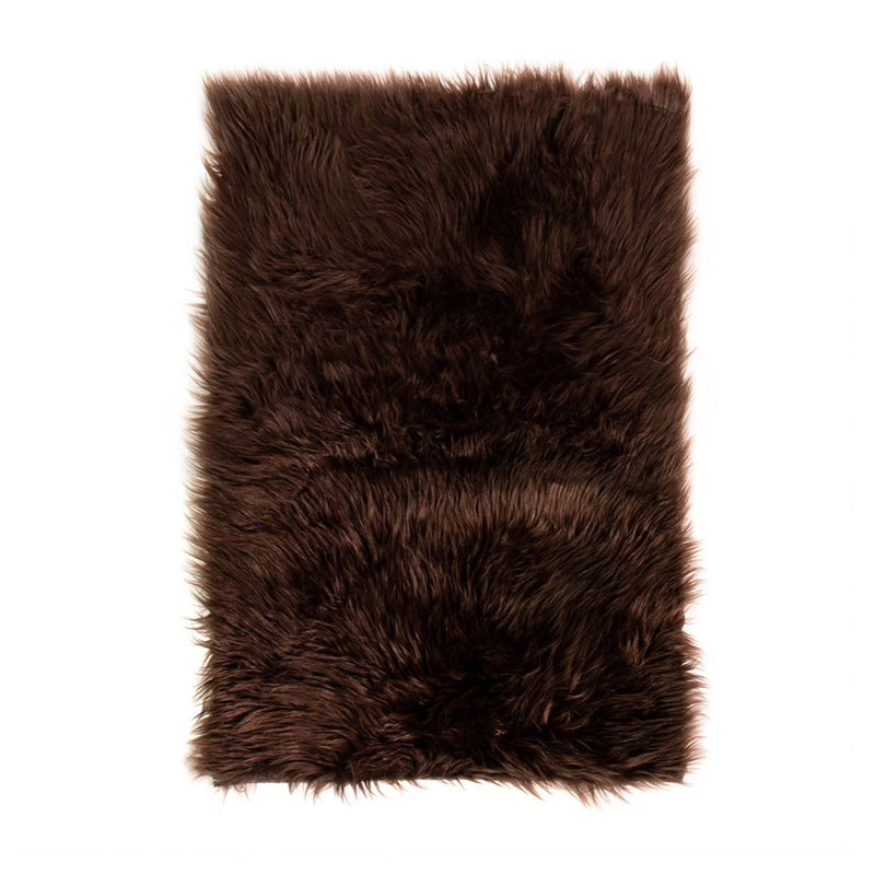Super Area Rugs Plush Soft 6 by 9 Foot Faux Sheepskin Fur Shag Rug, Dark Brown