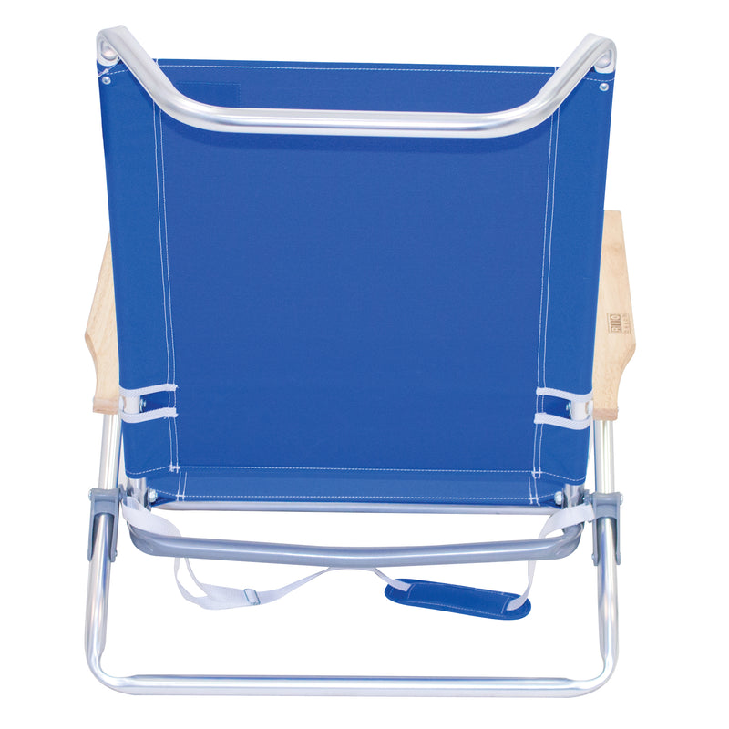 RIO Brands Classic 5 Position Aluminum Lay Flat Folding Beach Lounge Chair, Blue
