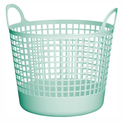 Like-it Midcentury Modern Scandinavian Style Round Storage Basket, Mint Blue