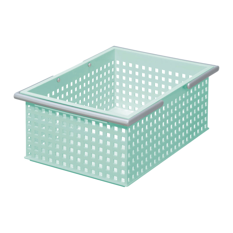 Like-It Stacking Plastic Storage Organizer Basket Tote, Mint (6 Pack)