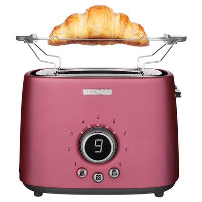 Sencor STS 6054RD Electric Wide 2 Slice High Lift Toaster w/ Rack, Metallic Red