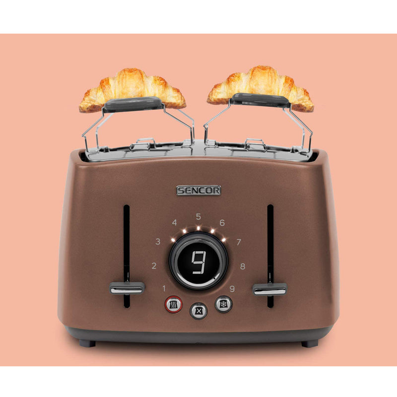 Sencor STS 6076GD Electric Wide 4 Slice High Lift Toaster w/ Cooling Rack, Gold
