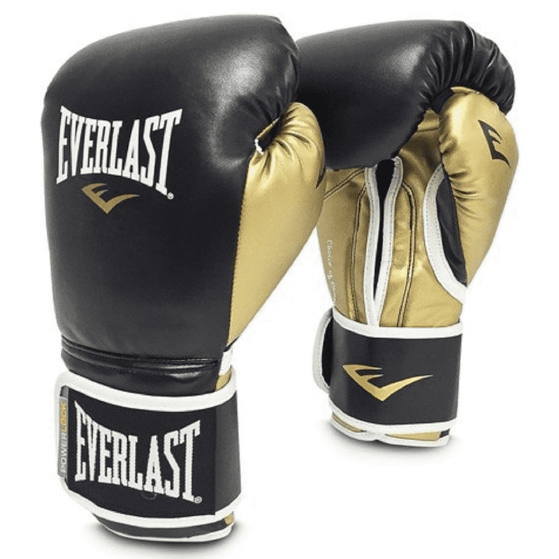 Everlast P00000723 14 Ounce Powerlock Hook & Loop Training Gloves, Black & Gold