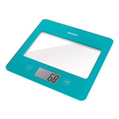 Sencor SKS5027TQ Tempered Glass Digital Kitchen Scale w/LCD Display, Turquoise