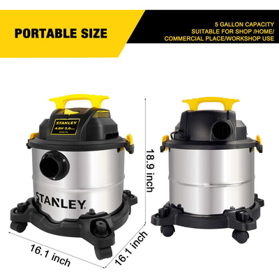 Stanley SL18115 Portable Stainless Steel 5 Gallon Wet Dry Floor Vacuum & Blower