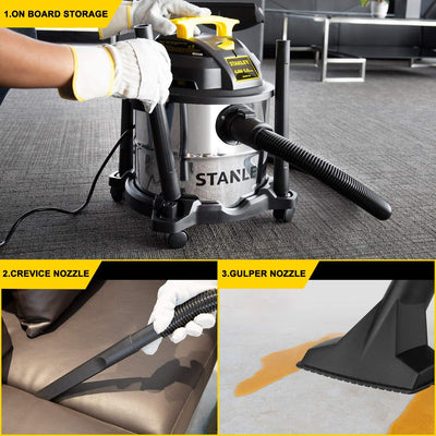 Stanley SL18116 Portable Stainless Steel 6 Gallon Wet Dry Floor Vacuum & Blower