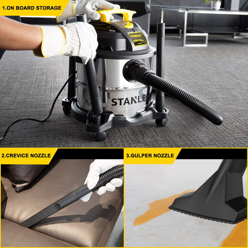 Stanley SL18115 Portable Stainless Steel 5 Gallon Wet Dry Floor Vacuum & Blower