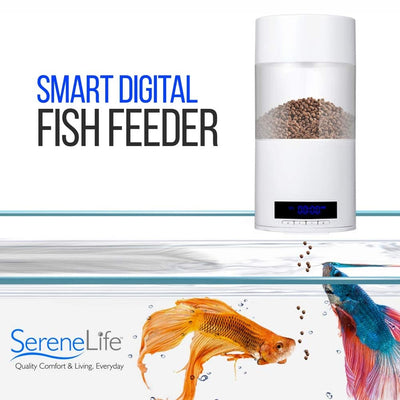 SereneLife Smart Digital Automatic Fish Food Dispenser for Fish Tanks (4 Pack)