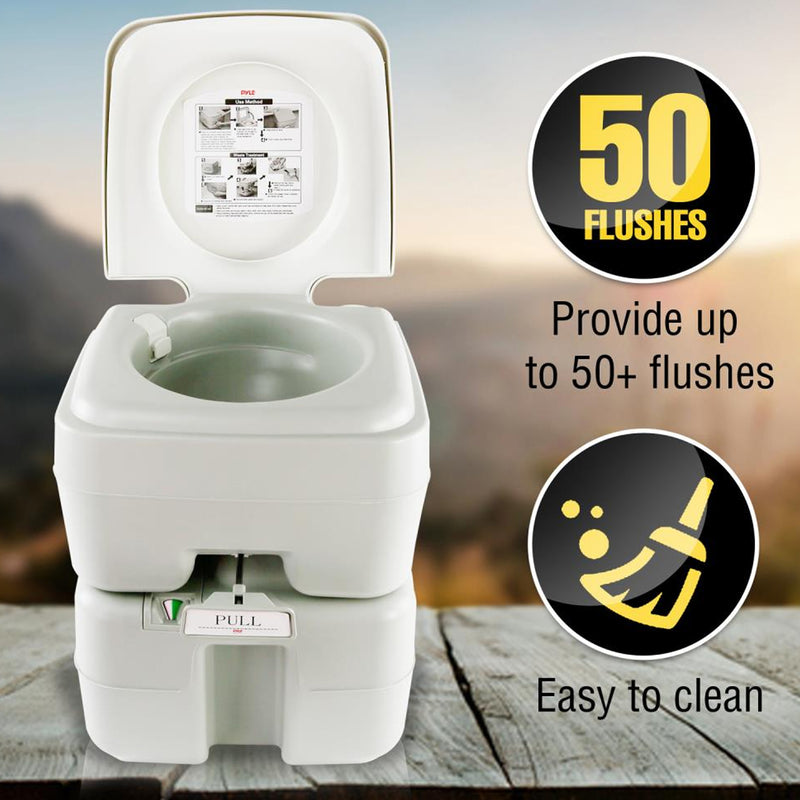 SereneLife 5.3 Gallon Portable Flushing Indoor Outdoor Travel Camping RV Toilet