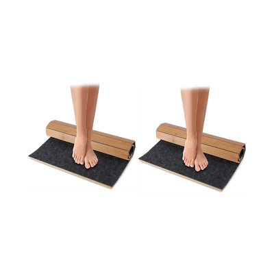 SereneLife Fold Up Non Slip Waterproof Natural Bamboo Bath Floor Mat (2 Pack)