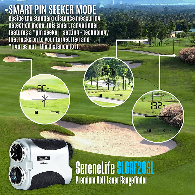 SereneLife 3 Wheel Walking Golf Bag Push Cart Holder w/ Laser Range Finder Meter