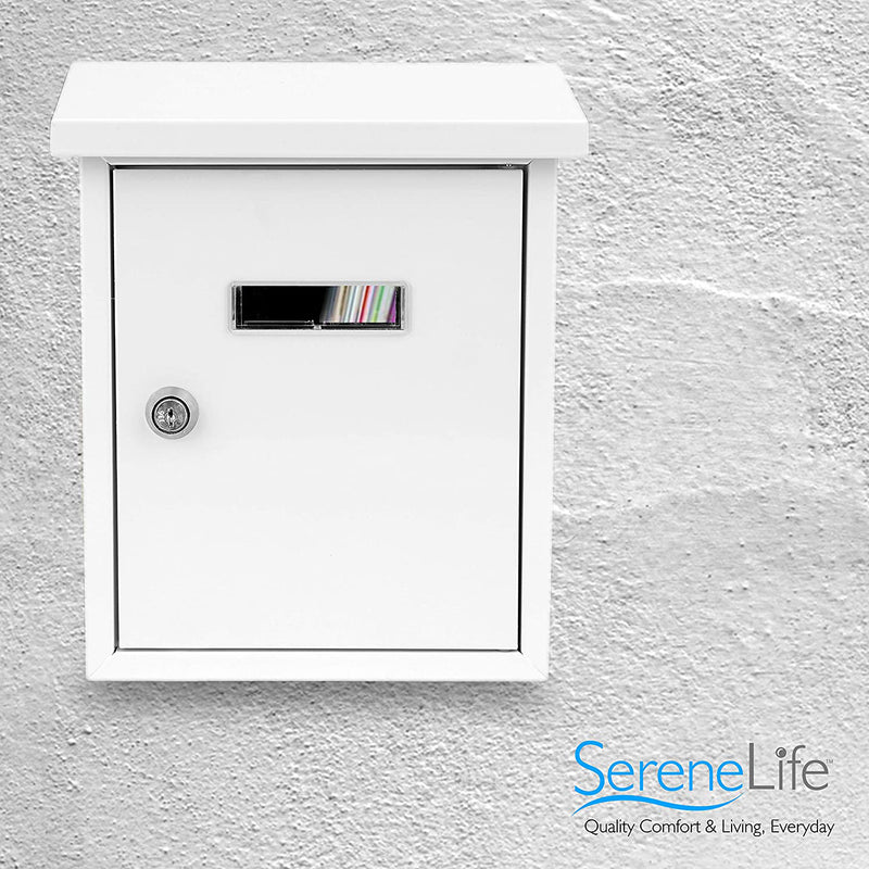 SereneLife Indoor Outdoor Wall Mount Locking Mailbox with Window, White (Used)