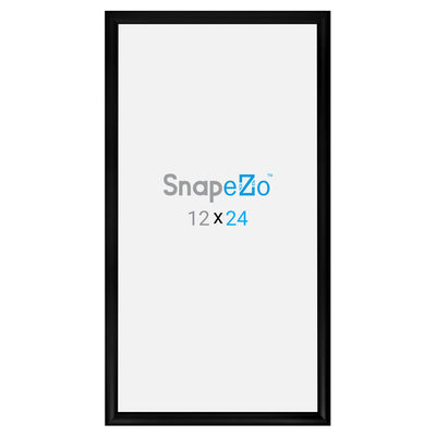 SnapeZo Aluminum Metal Front Loading Snap Poster Frame, Black, 12 x 24 Inches