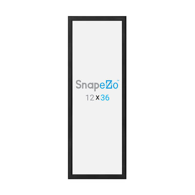 SnapeZo Aluminum Metal Front Loading Snap Poster Frame, Black, 12 x 36 Inches