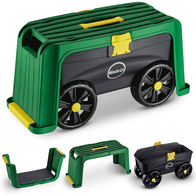 Miracle Gro SNK005 4 in 1 Roll N Kneel Plastic Garden Cart Stool Kneepad, Green