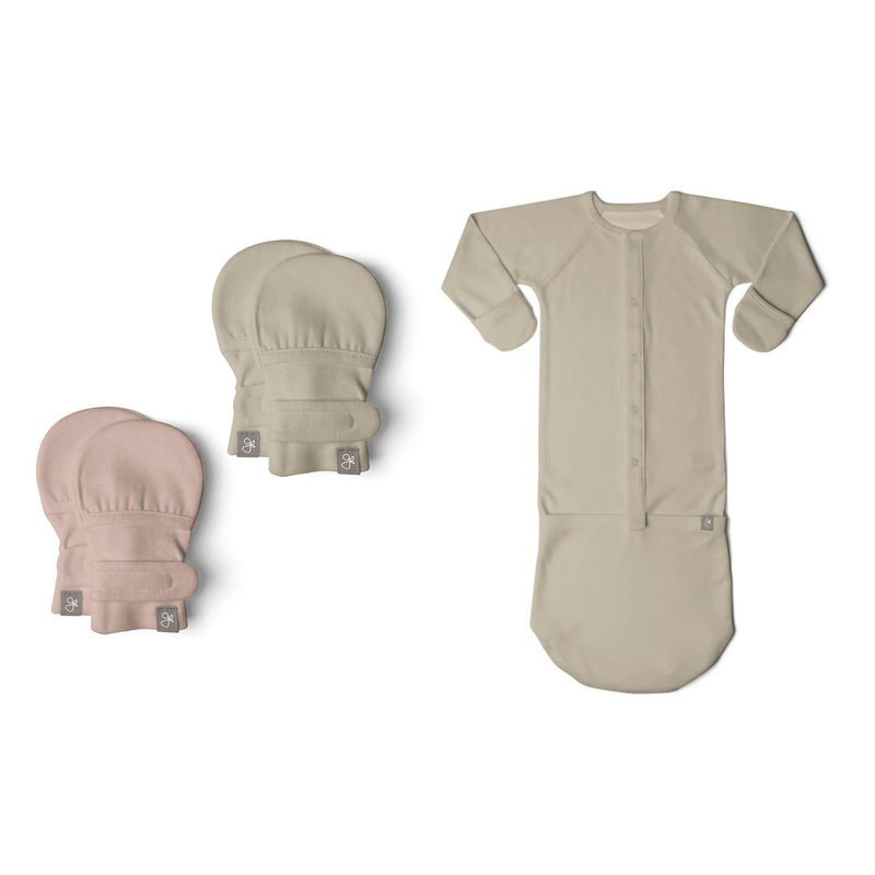 Goumikids 3-6M Baby Sleeper Gown Pajamas and No Scratch Infant Mittens (2 Pairs)