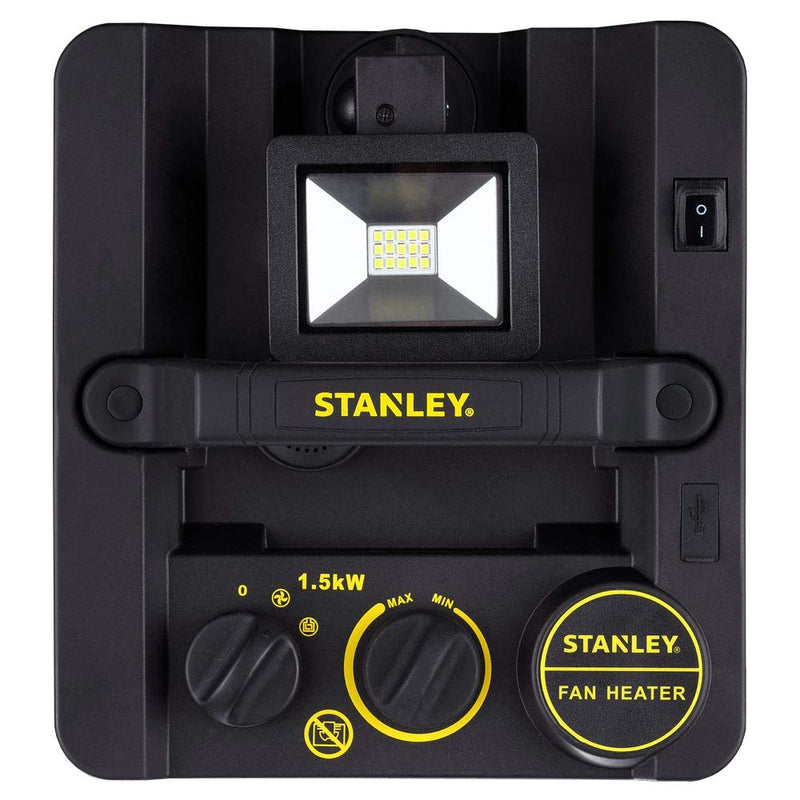 Stanley 1500W Heavy Duty Heater with LED Light and USB, Yellow (Open Box)