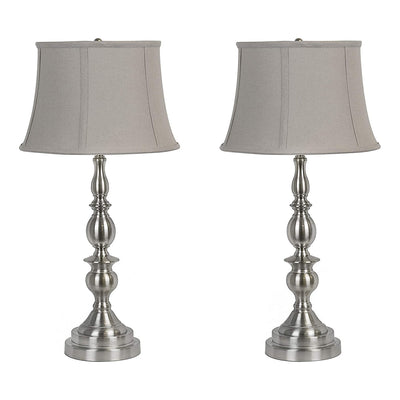 Grandview Gallery 27 Inch Tall Traditional Metal Table Lamps, Gray (Set of 2)