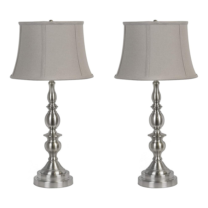 Grandview Gallery 27 Inch Tall Traditional Metal Table Lamps, Gray (Set of 2)