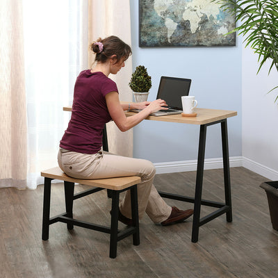 Studio Designs Craft Homeroom Table Desk and Bench Seating Set, Ashwood/Black