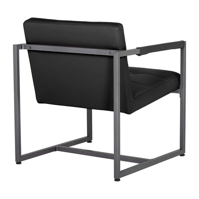 Studio Designs Home Camber Modern Small Accent Chair, Black Leather/Pewter Grey