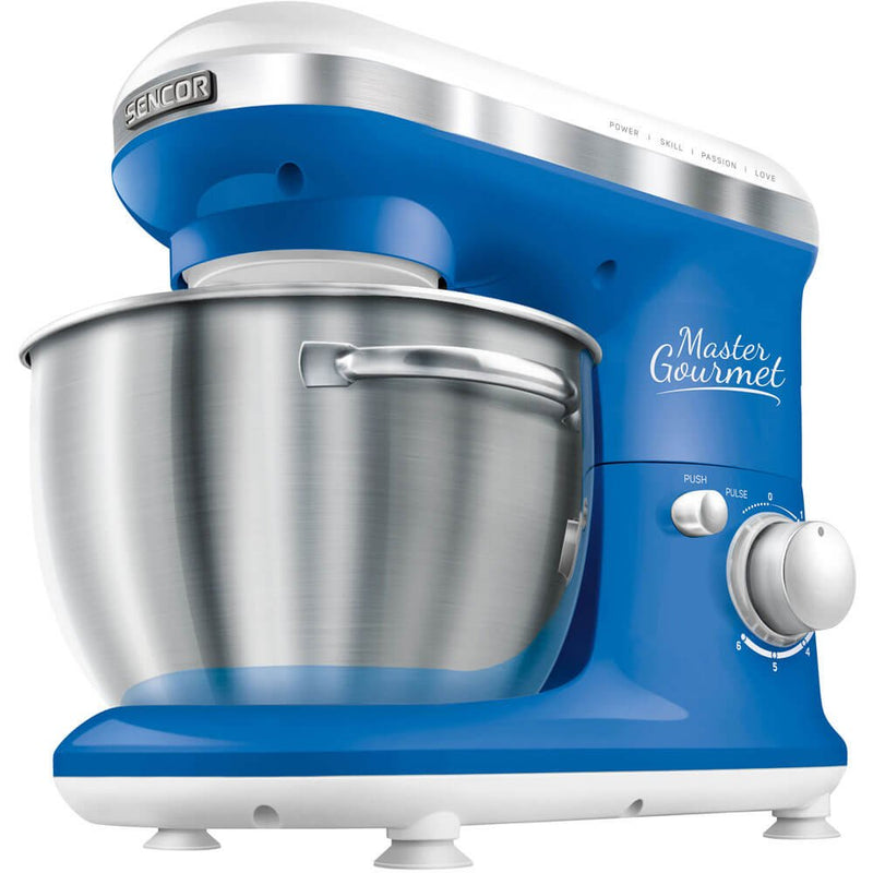 Sencor STM 3620WH 4.2 Quart 6 Speed Food Mixer with Stainless Steel Bowl, Blue