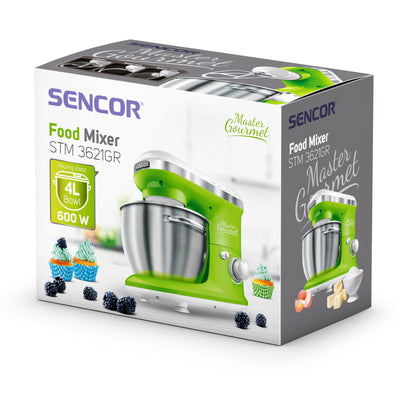 Sencor STM 3620WH 4.2 Quart 6 Speed Food Mixer with Stainless Steel Bowl, Green