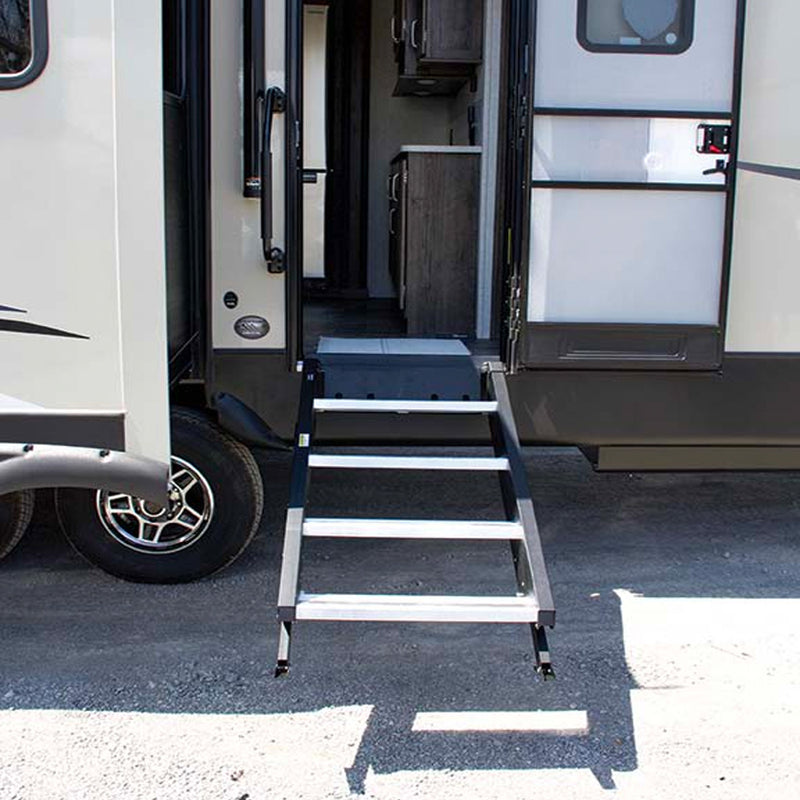 MORryde StepAbove 37.5 to 42 In 4 Step Portable RV Camper Stairs w/ Strut Assist