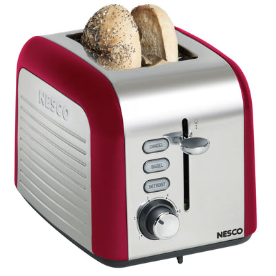 Nesco T1000-12 2 Slice Extra Wide Bread Toaster w/ Crumb Tray, Red (For Parts)