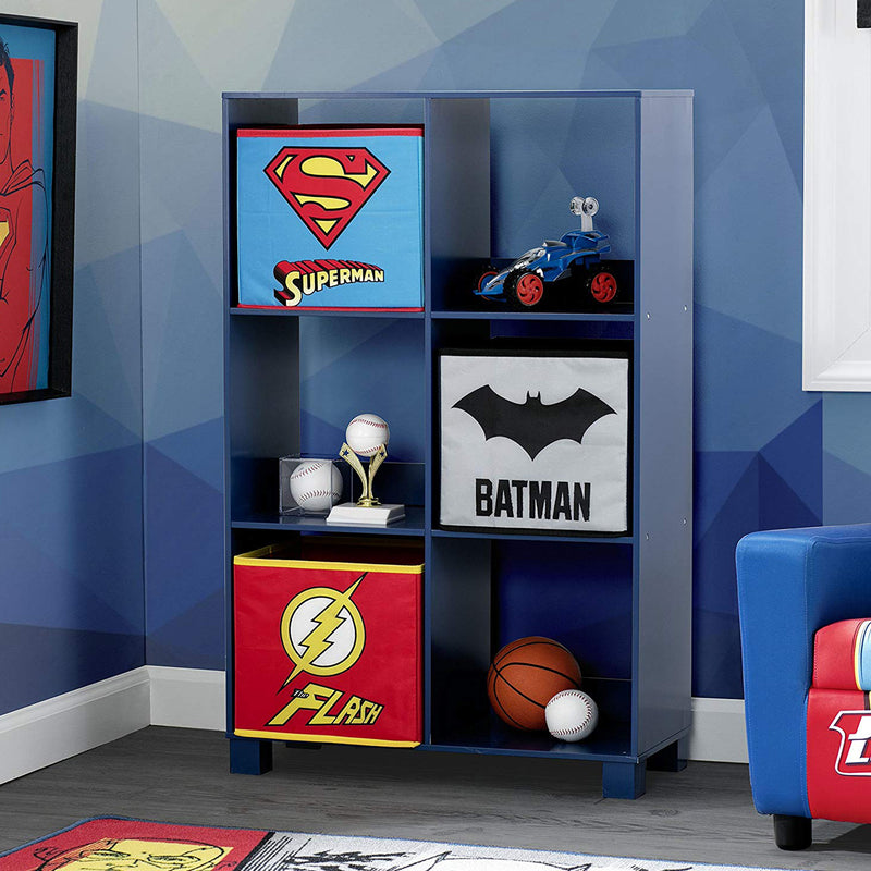 Delta Children DC Comics Justice League 6 Cubby Deluxe Kids Storage Unit, Blue