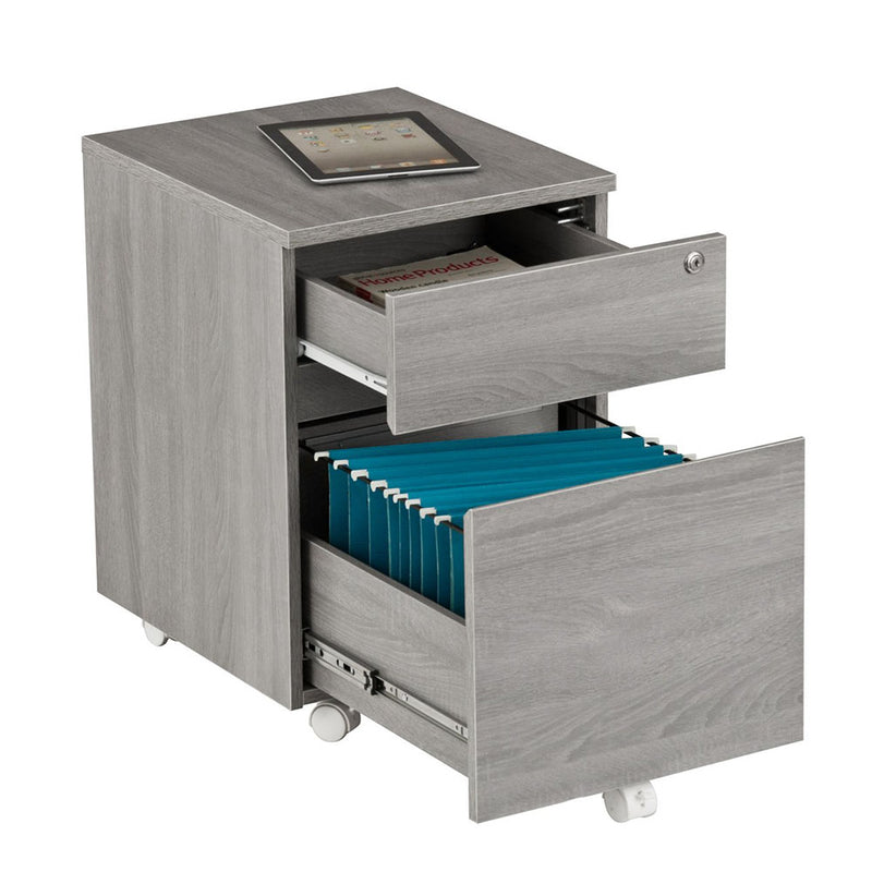 Techni Mobili Rolling 2 Drawer Storage Lockable Filing Cabinet, Gray (Open Box)