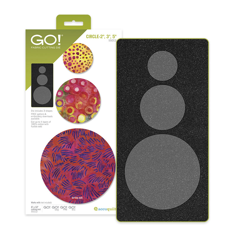 AccuQuilt GO! 3 Circles Fabric Cutting Die with Multiple Sizes for Quilting