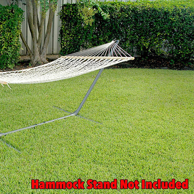 Texsport Heavy Duty Comfortable Extra Wide Cotton Seaview Rope Hammock, White