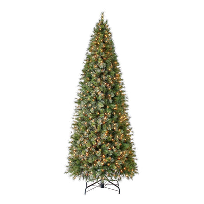 Home Heritage Mahogany Pine 10' Prelit Artificial Christmas Tree, Clear Lights