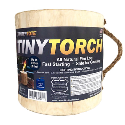TimberTote Mighty Tiny Torch One Log Campfire Cooking Camp Fire Wood Log, 2 Pack